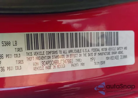 2018 Dodge Journey Se из США, поврежденный, VIN 3C4PDCAB8JT347861